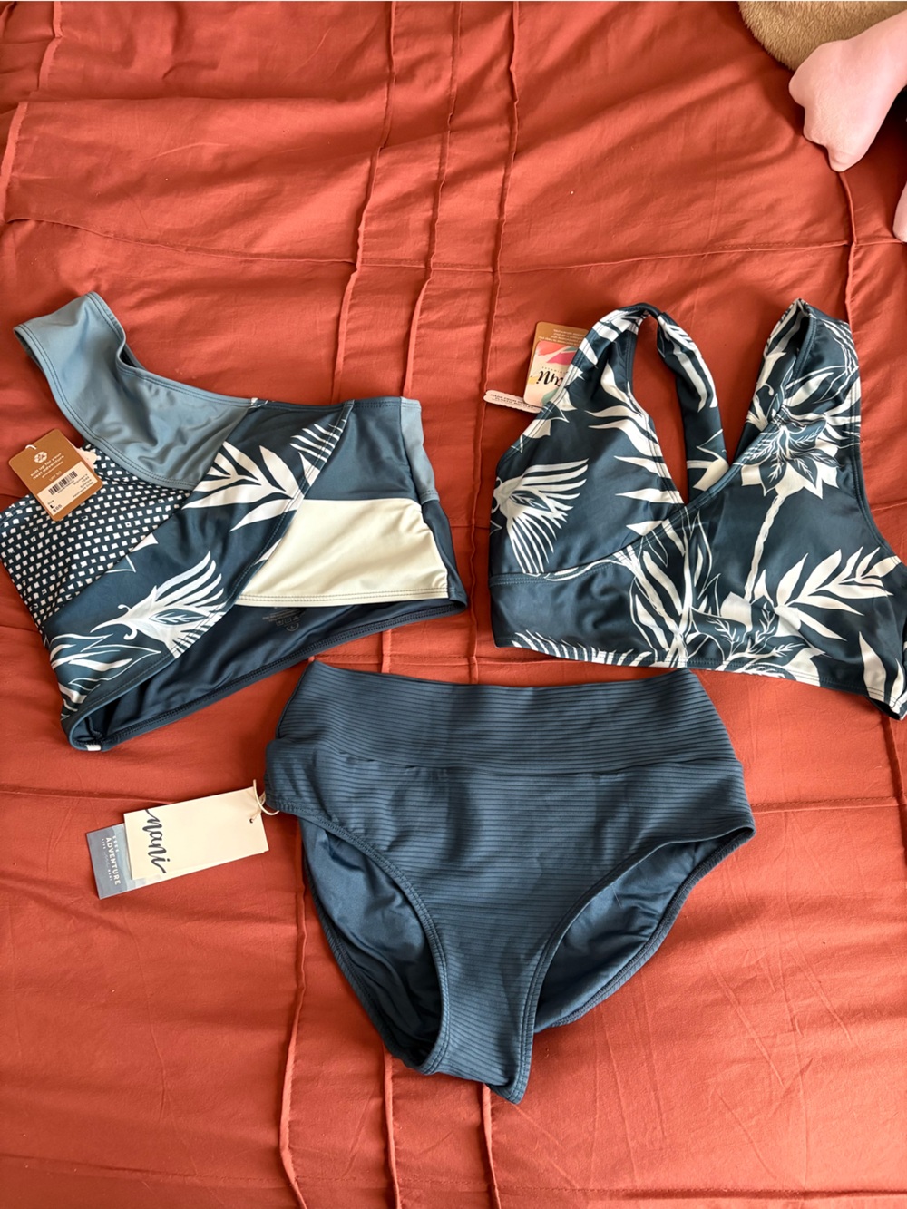 Lani Swimwear Blue Floral High-Waist Bikini Set